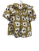 Crosby Size S Green, Black, White Cotton Short tiered sleeve Floral Top Green, Black, White / S