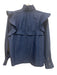 Tuckernuck Size M Dark Wash Cotton Blend Chambray Ruffle Detail Long Sleeve Top Dark Wash / M