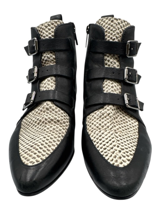Jimmy Choo Shoe Size 38.5 Black, Gray, White Leather Snake Print Booties Black, Gray, White / 38.5