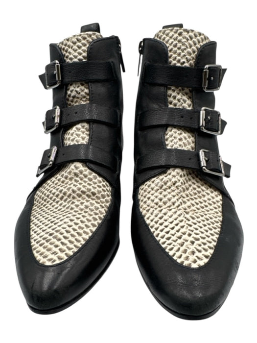 Jimmy Choo Shoe Size 38.5 Black, Gray, White Leather Snake Print Booties Black, Gray, White / 38.5
