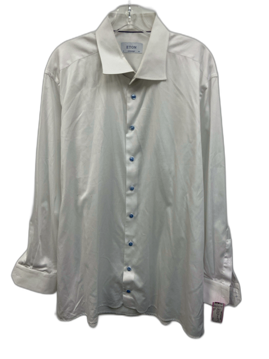 Eton Size 18.5 White Cotton Solid Button Down Men's Long Sleeve Shirt White / 18.5
