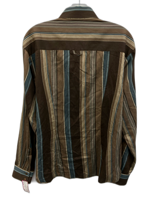Dolce & Gabbana Size 50 Brown & Blue Striped Button Down Men's Long Sleeve Shirt Brown & Blue / 50