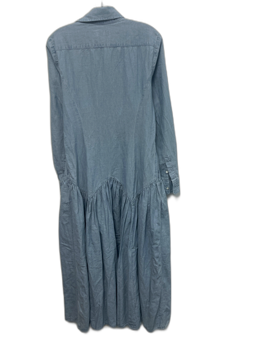 Polo Ralph Lauren Size 4 Light Wash Cotton Long Sleeve Button Front Maxi Dress Light Wash / 4