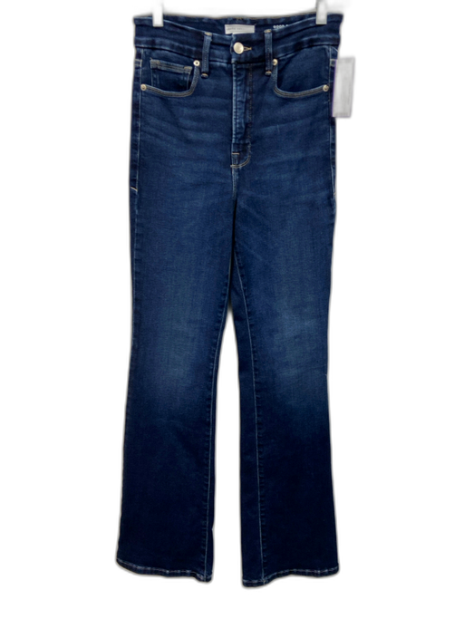 Good American Size 6 Dark Wash Cotton Denim High Rise Whiskering Flare Jeans Dark Wash / 6