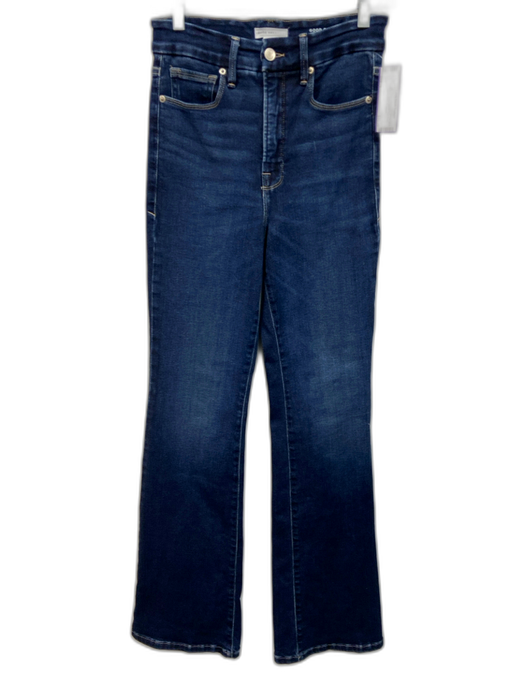 Good American Size 6 Dark Wash Cotton Denim High Rise Whiskering Flare Jeans Dark Wash / 6