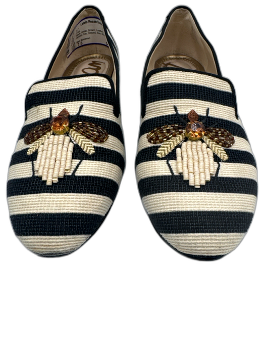 Sam Edelman Shoe Size 7.5 Black, White, Brown Leather Lined Almond Toe Bee Flats Black, White, Brown / 7.5