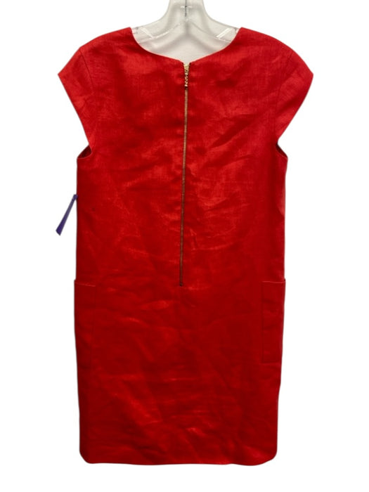 Kate Spade Size 2 Red Linen Sleeveless Split V neckline Pockets Mini Dress Red / 2