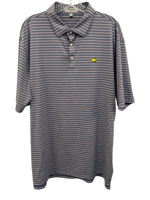 Masters Size XL Red, White & Blue Polyester Striped Polo Men's Short Sleeve Red, White & Blue / XL