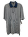 Peter Millar Size L Navy Blue & White Polyester Striped Polo Men's Short Sleeve Navy Blue & White / L