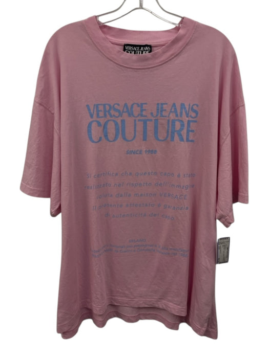 Versace Jeans Co. Size xxxl Pink & Blue Cotton Graphic Men's Short Sleeve Pink & Blue / xxxl