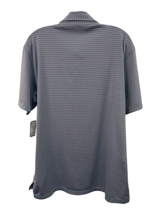 Peter Millar Size M Purple & Green Polyester Striped Polo Men's Short Sleeve Purple & Green / M