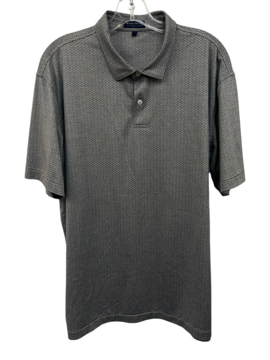 Peter Millar Size XL Light Gray & Gray Print Polyester Polo Men's Short Sleeve Light Gray & Gray Print / XL