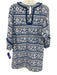 Tuckernuck Size S Blue & White Cotton Long puff sleeve Floral Below knee Dress Blue & White / S