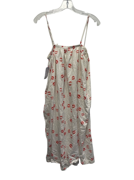 Kate Schelter x Lake Size XS White & Red Cotton Lips Sleeveless Midi Dress White & Red / XS