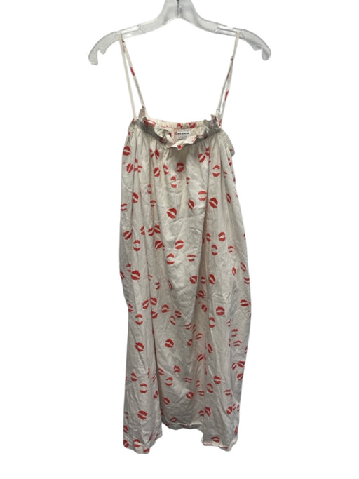 Kate Schelter x Lake Size XS White & Red Cotton Lips Sleeveless Midi Dress White & Red / XS
