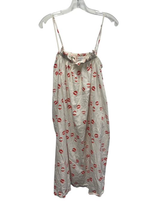 Kate Schelter x Lake Size XS White & Red Cotton Lips Sleeveless Midi Dress White & Red / XS