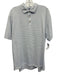 Peter Millar Size L White & Blue Synthetic Striped Polo Athleisure Short Sleeve White & Blue / L