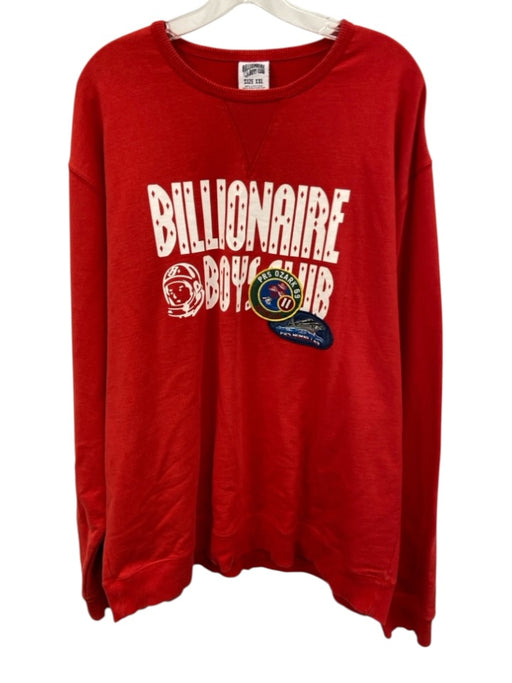 Billionaire Boys Size XXL Red & White Cotton Blend logo Crew Long Sleeve Shirt Red & White / XXL