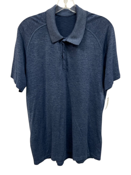 Lululemon Size Est M Blue Synthetic Heathered Athletic Polo Men's Short Sleeve Blue / Est M