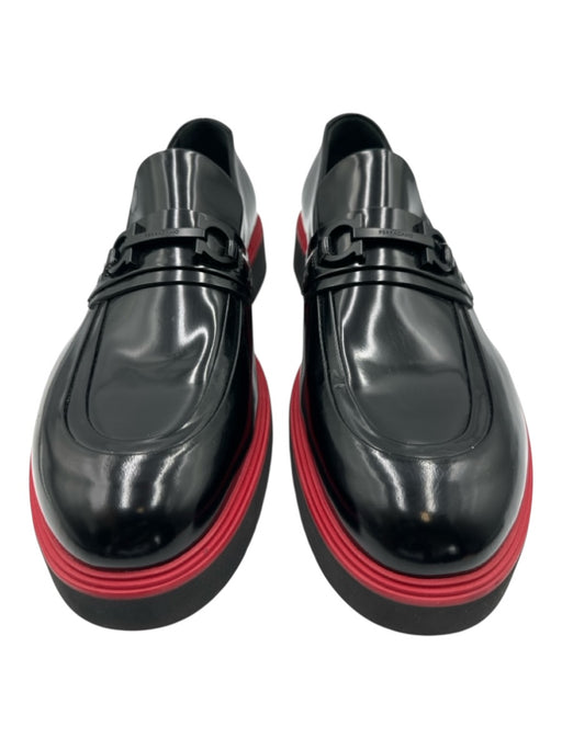 Ferragamo Shoe Size 12 Black & Red Leather Solid Loafer Men's Shoes Black & Red / 12