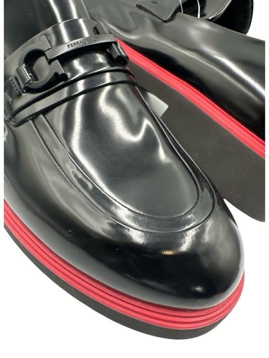 Ferragamo Shoe Size 12 Black & Red Leather Solid Loafer Men's Shoes Black & Red / 12