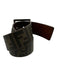 Fendi Brown & Black Leather Metal Logo All Over Print Belts Brown & Black / 90/36"