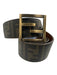 Fendi Brown & Black Leather Metal Logo All Over Print Belts Brown & Black / 90/36"