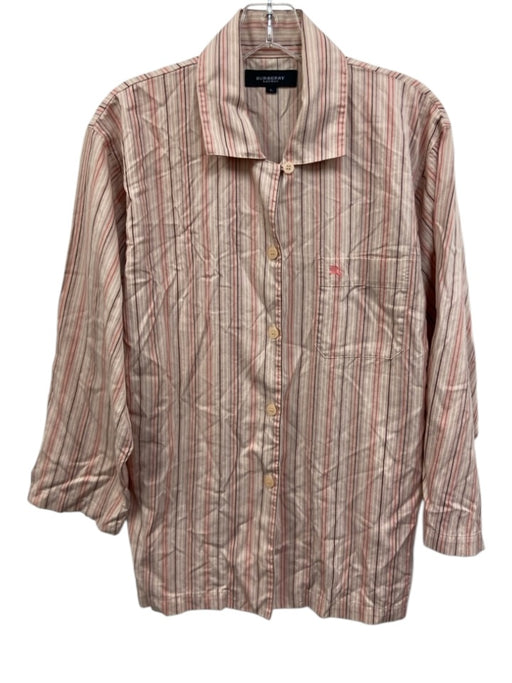 Burberry London Size L Pink & Multi Striped Long Sleeve Elastic Waist Pajamas Pink & Multi / L