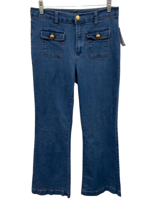 Jason Wu Size 6 Light Wash Cotton Blend Button & Zip Front Gold Accent Jeans Light Wash / 6