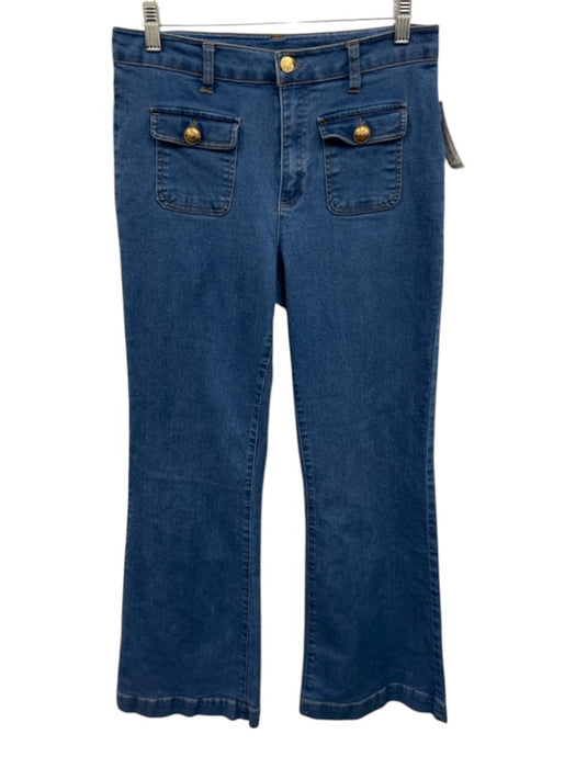 Jason Wu Size 6 Light Wash Cotton Blend Button & Zip Front Gold Accent Jeans Light Wash / 6