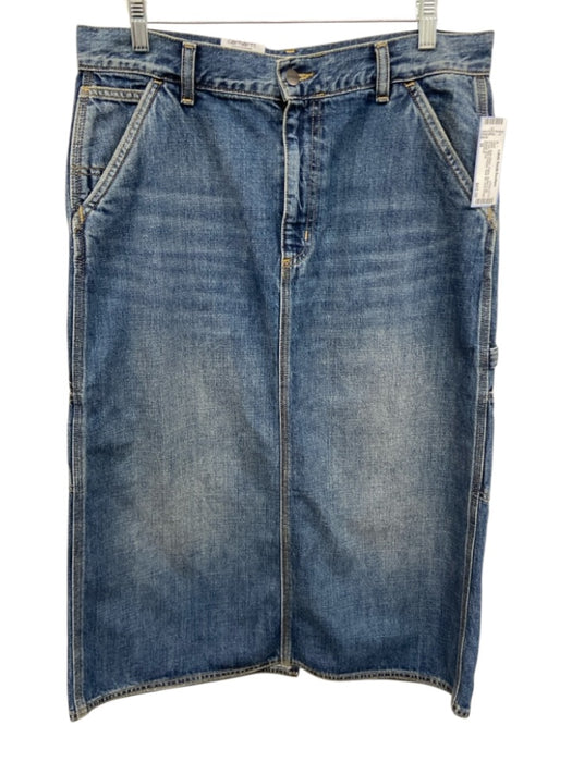 Carhartt Size M Dark Wash Cotton Button & Zip Front Side Pockets Back Slit Skirt Dark Wash / M