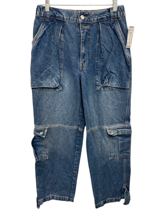 We The Free Size 26 Mid Wash Cotton Blend Elastic Back Button & Zip Front Jeans Mid Wash / 26