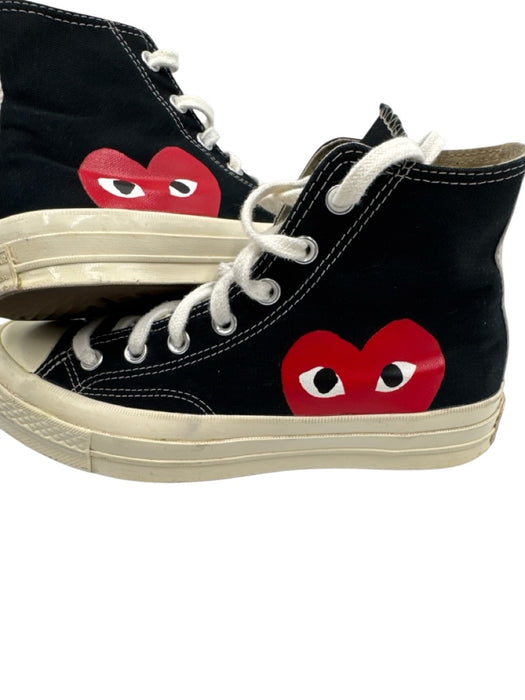 Converse Shoe Size 6 Black, White, Red Canvas & Leather High Top Lace Up Shoes Black, White, Red / 6