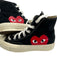 Converse Shoe Size 6 Black, White, Red Canvas & Leather High Top Lace Up Shoes Black, White, Red / 6