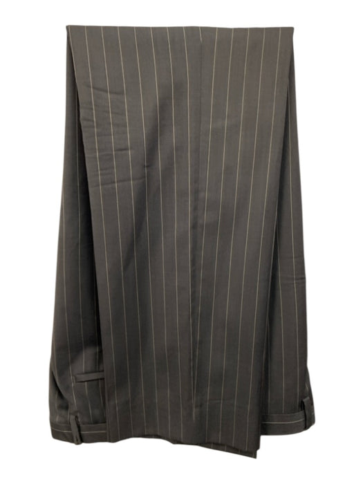 Boss Gray & White Viscose Blend Striped 2 Button Men's Suit Gray & White / 40R