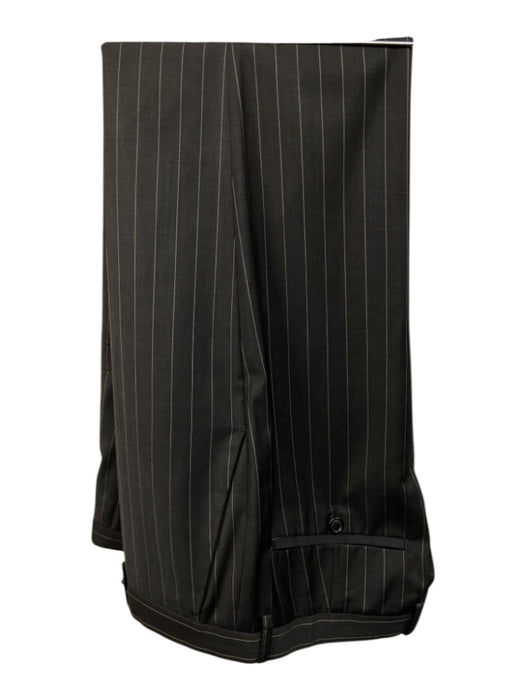 Boss Gray & White Viscose Blend Striped 2 Button Men's Suit Gray & White / 40R