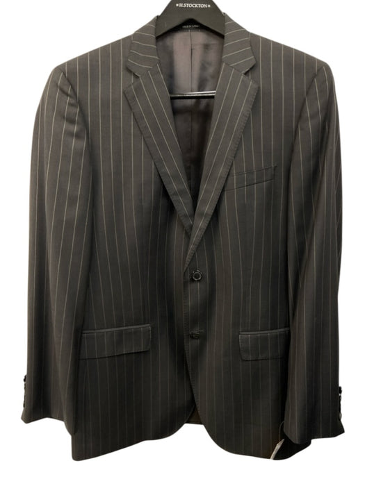 Boss Gray & White Viscose Blend Striped 2 Button Men's Suit Gray & White / 40R