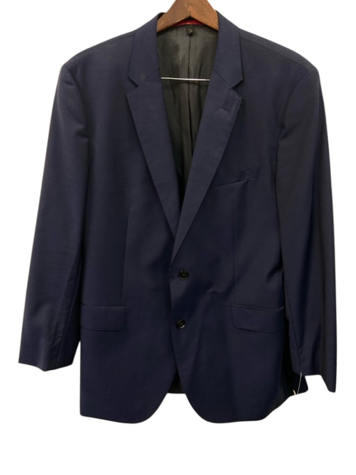 Boss Navy Blue Wool Solid 2 Button Men's Suit Navy Blue / 46L
