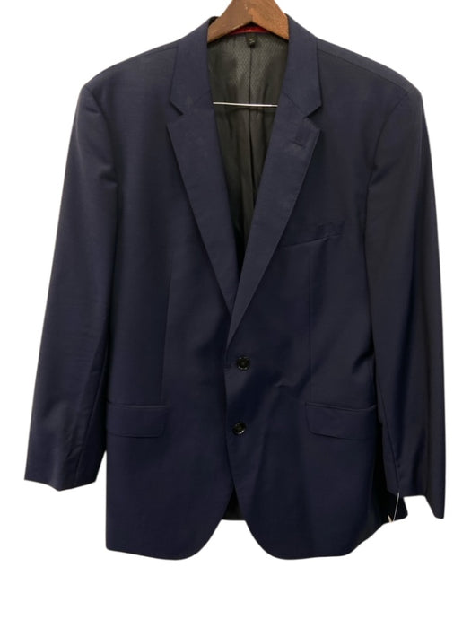 Boss Navy Blue Wool Solid 2 Button Men's Suit Navy Blue / 46L