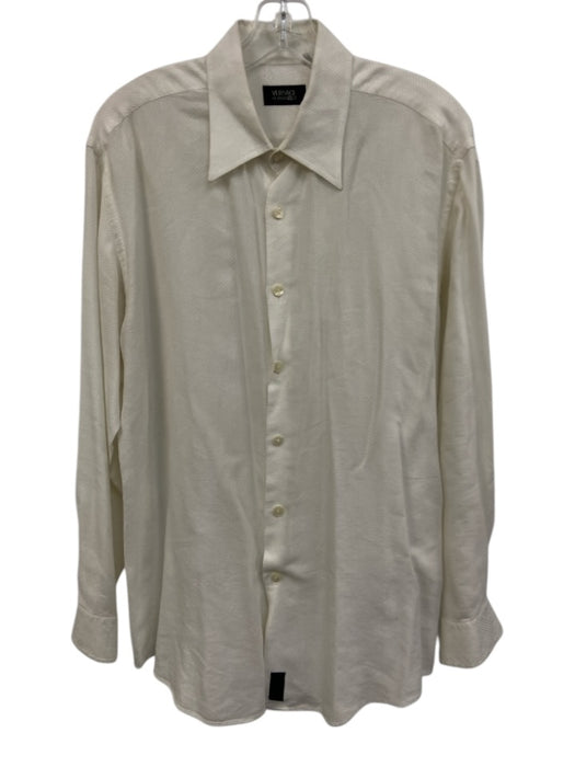 Versace Classic V2 Size 16 White Stripe Button Down Men's Long Sleeve Shirt White / 16