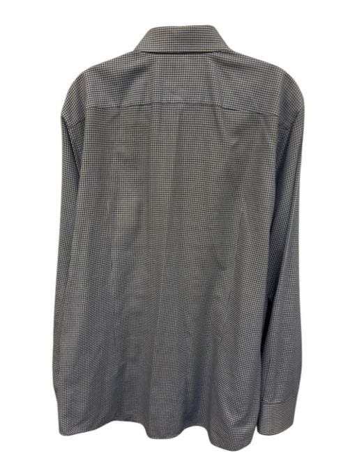 Boss AS IS Size 17 White & Blue Cotton All Over Print Men's Long Sleeve Shirt White & Blue / 17