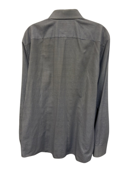 Boss AS IS Size 17 White & Blue Cotton All Over Print Men's Long Sleeve Shirt White & Blue / 17