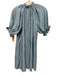 Pomander Place Size Small Light Blue Rayon Blend Short Puff Sleeve Ruffles Dress Light Blue / Small
