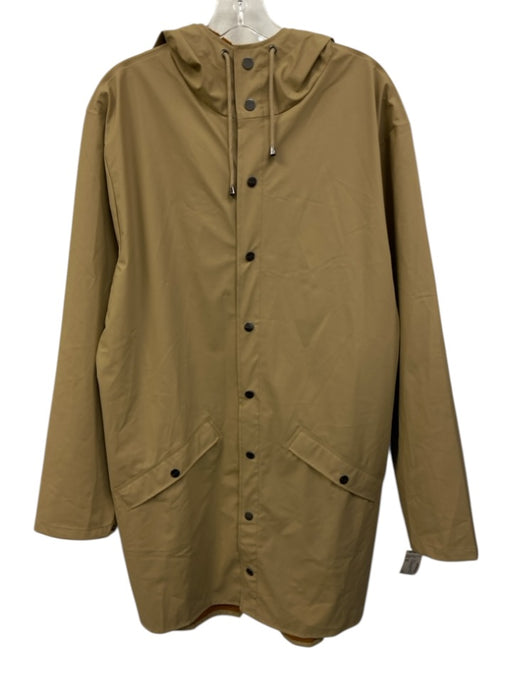 Rains Size M/L Tan Synthetic Solid Windbreaker Zip Up Men's Jacket Tan / M/L