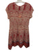 Johnny Was Size XS White & Red Cupra Rayon Short Sleeve Floral Print Dress White & Red / XS