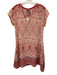 Johnny Was Size XS White & Red Cupra Rayon Short Sleeve Floral Print Dress White & Red / XS