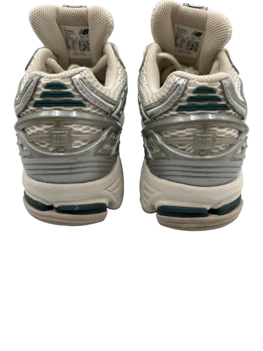 New Balance Shoe Size 8 Cream & Silver Synthetic Knit Leather Lace Up Sneakers Cream & Silver / 8