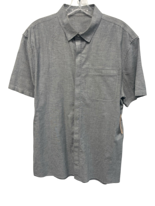 Lululemon Size Est L Gray Solid Buttons Men's Short Sleeve Gray / Est L
