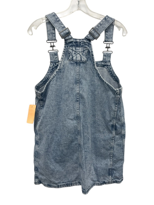 We The Free Size S Light Wash Cotton Denim Overall Straps Mini Dress Light Wash / S