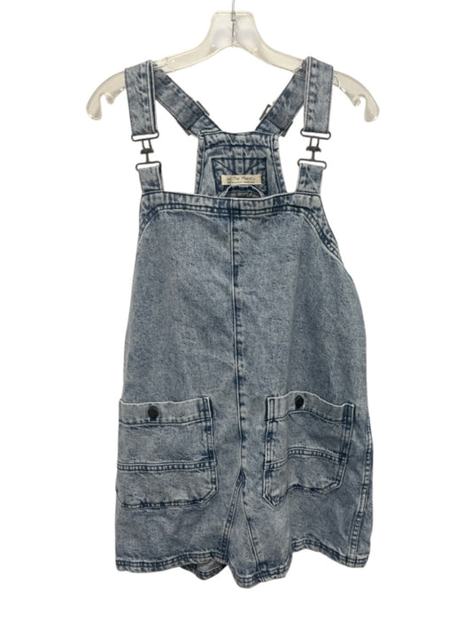 We The Free Size S Light Wash Cotton Denim Overall Straps Mini Dress Light Wash / S